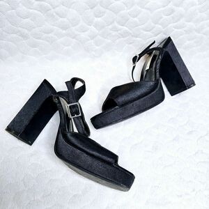 Zara chunky heels 40 10 black satin retro vintage